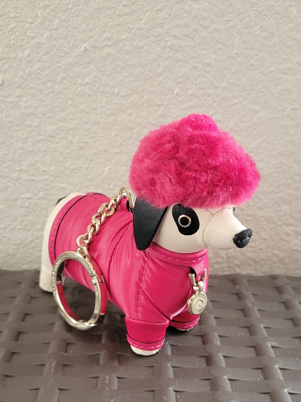 Kate Spade Festive Pink Claude Dachshund Dog Keychain  Bag Charm